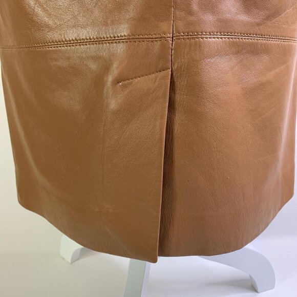 Talbots Tan Leather A-Line Skirt – Classic Petite Real-Leather Style - Picture 5 of 7